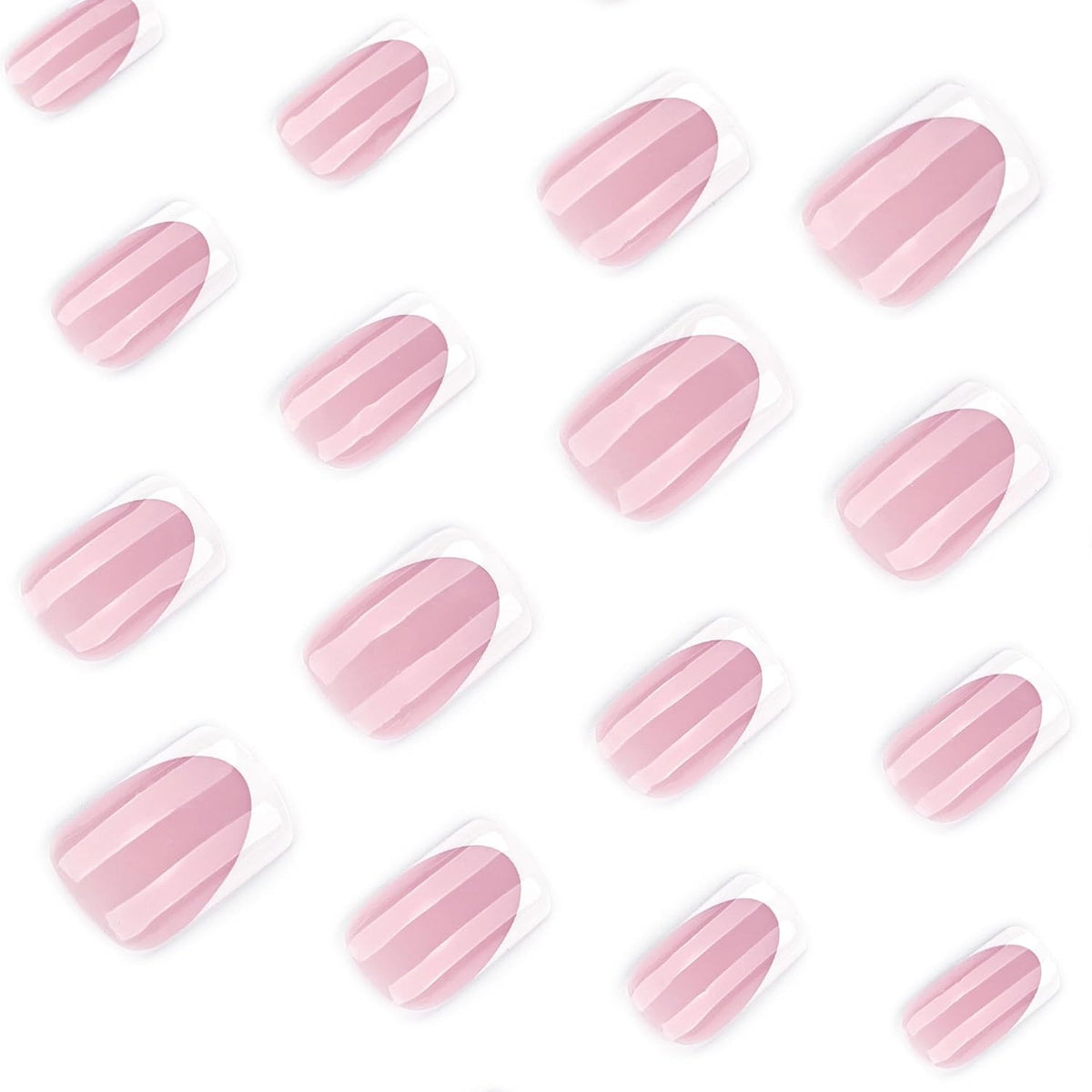 White French Tip Press on Nails Square Short Fake Nails Nature False Nails Press ons Glossy Acrylic Nails Reusable
