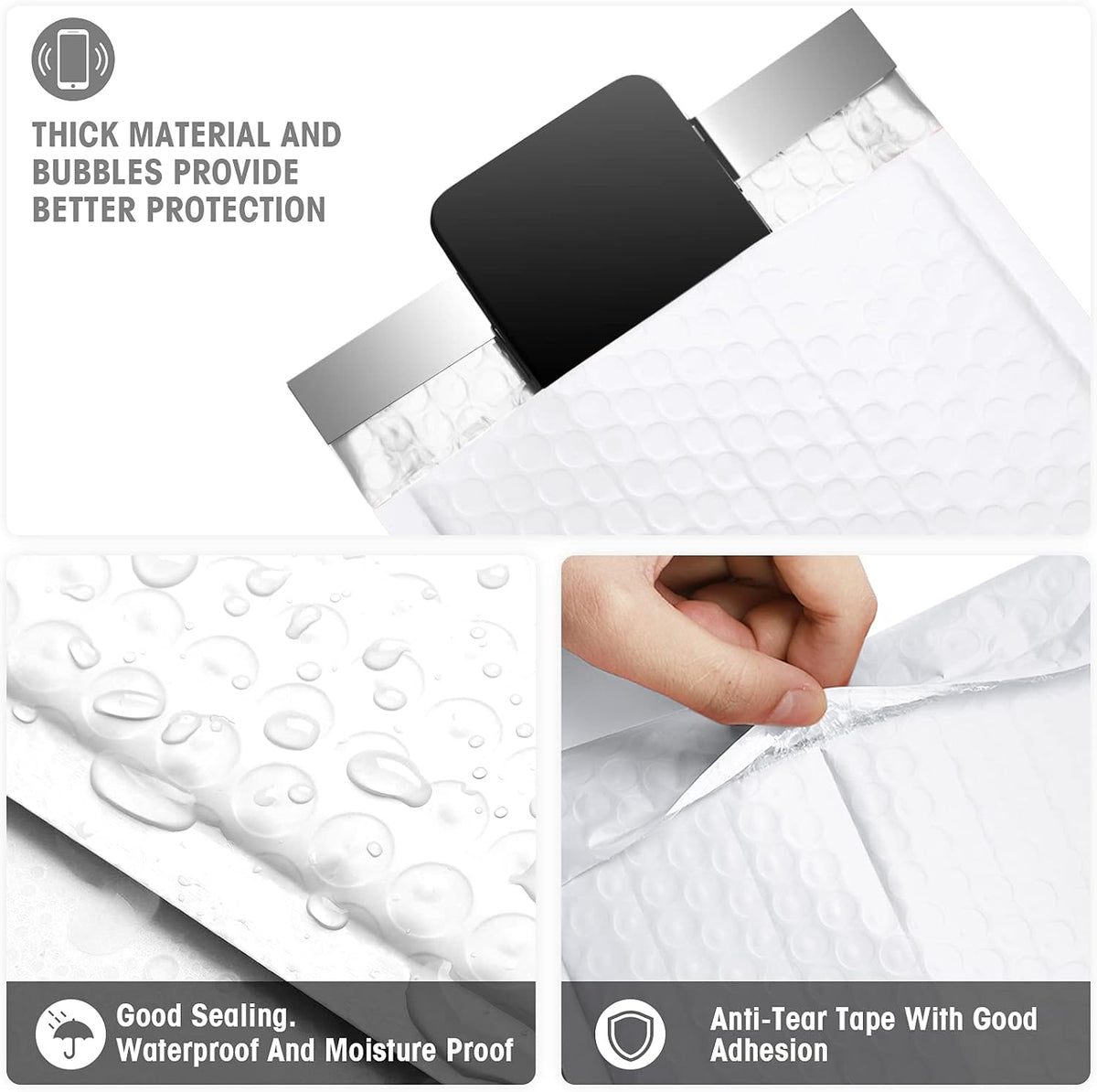 Bubble Mailers 6x10 Inch 25 Pack Self-Seal Padded Envelopes White