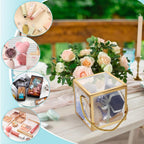 10 Sets Transparent Favor Boxes, 4.8x4.8x4.8 Inch Treat Gift Boxes with Gold Border Lace and Handle for Candy