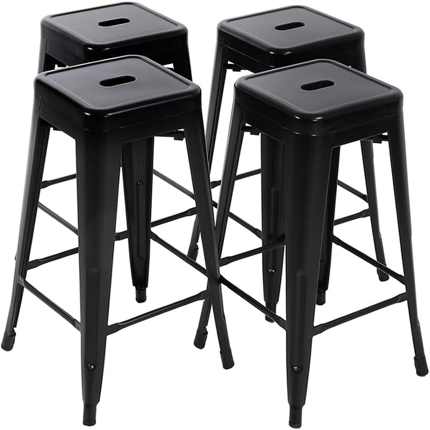 Bar Stools Set of 4 Counter Stool Metal Bar Stools 30 Inches Height Industrial Bar Chairs Patio Stool Stackable