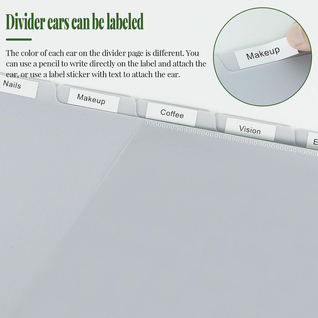 5 Tab Dividers for 3 Ring Binder with One Clear Front Pocket Grey | 9.3 x11.2 inch, Plastic Binder Dividers