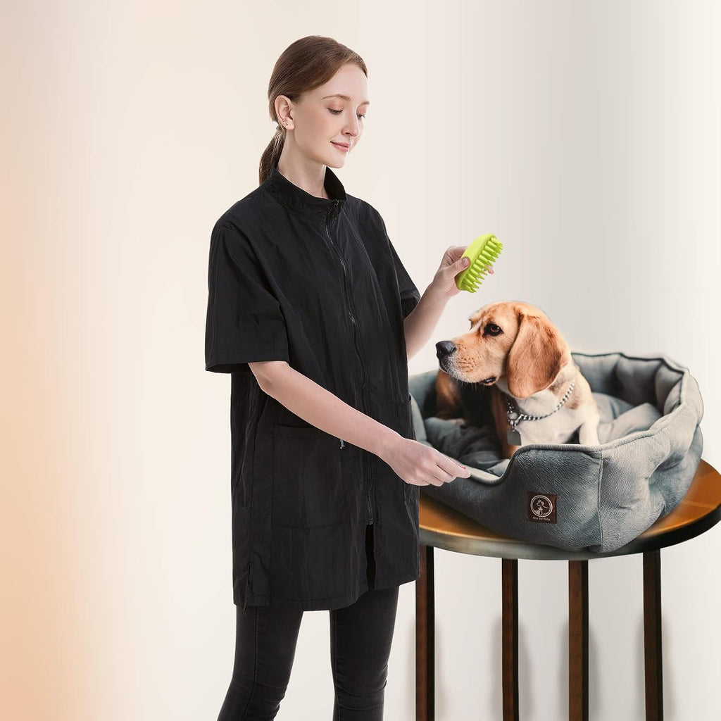 Grooming Smock Waterproof Workwear Barber Jackets for Women Men, Nylon Professional Dog Groomer Smock Barber Apron