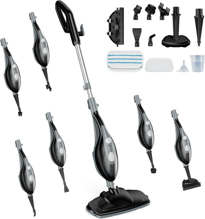 10-in-1 Multifunctional Steam Mop, 1550W Detachable Handheld Steam Cleaner, 16FT Power Cord with 2 Reusable Pads