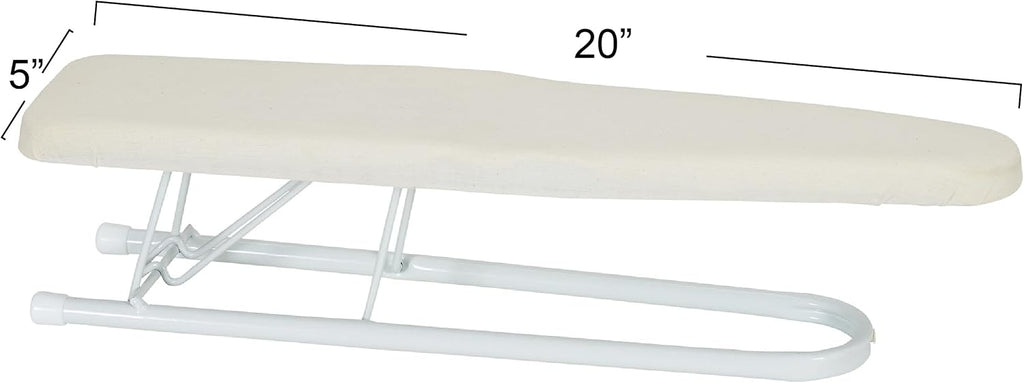 Basic Sleeve Mini Ironing Board | Natural Cover and White Finish | 4.5" x 20" Ironing Surface