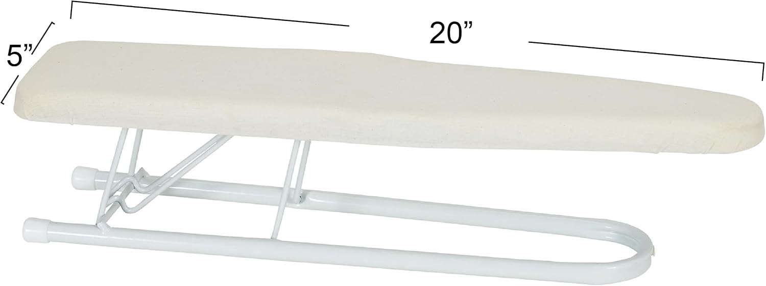 Basic Sleeve Mini Ironing Board | Natural Cover and White Finish | 4.5" x 20" Ironing Surface