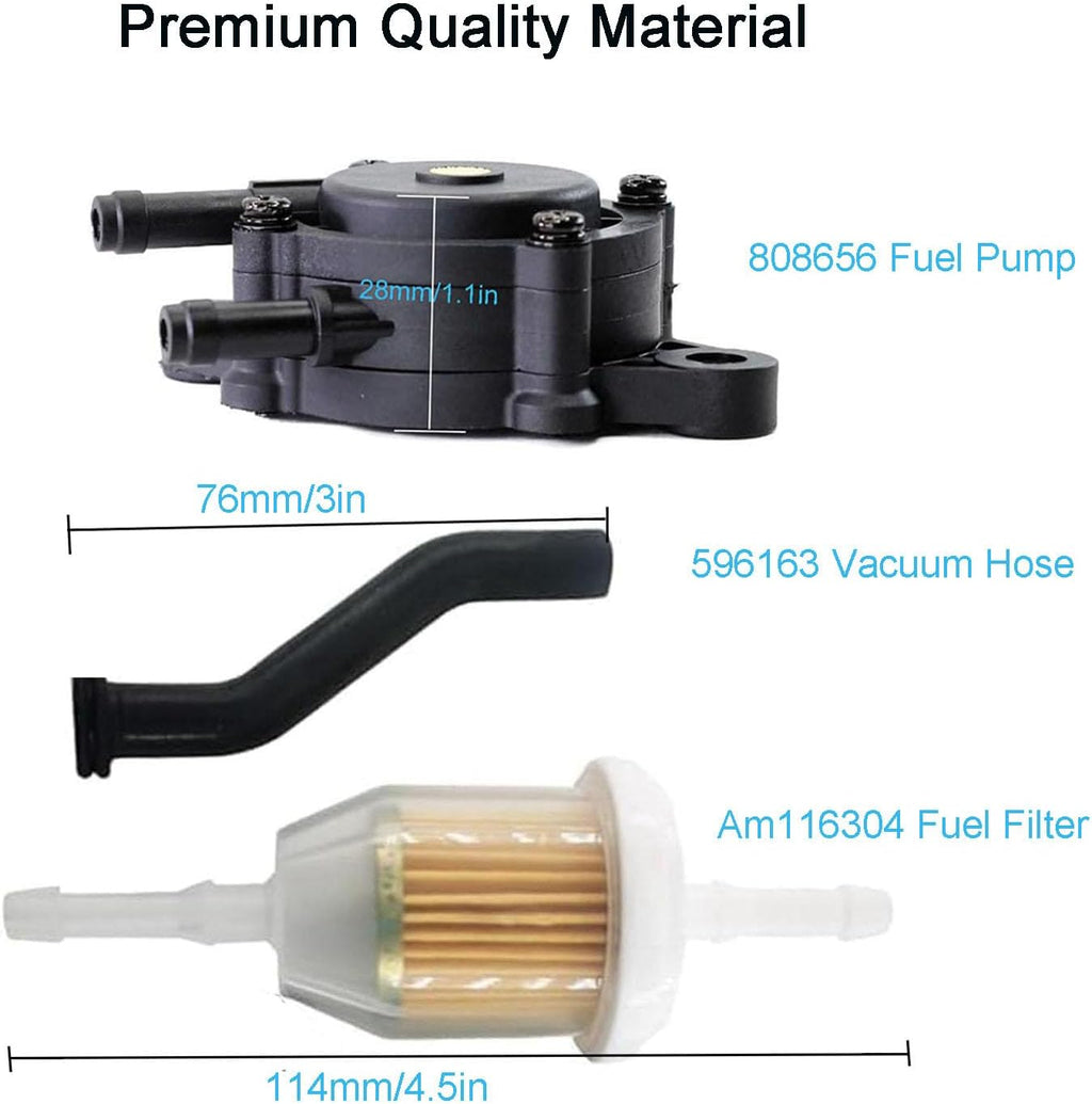 808656 Fuel Pump for Brig & Straton Lawn Mower Tractor with Fuel Filter