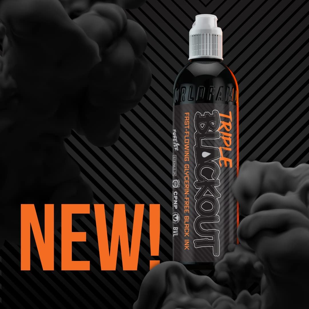 Triple Blackout Tattoo Ink - Dark & Bold Black Shade - Professional Tattoo Ink & Tattoo Supplies - Skin-Safe