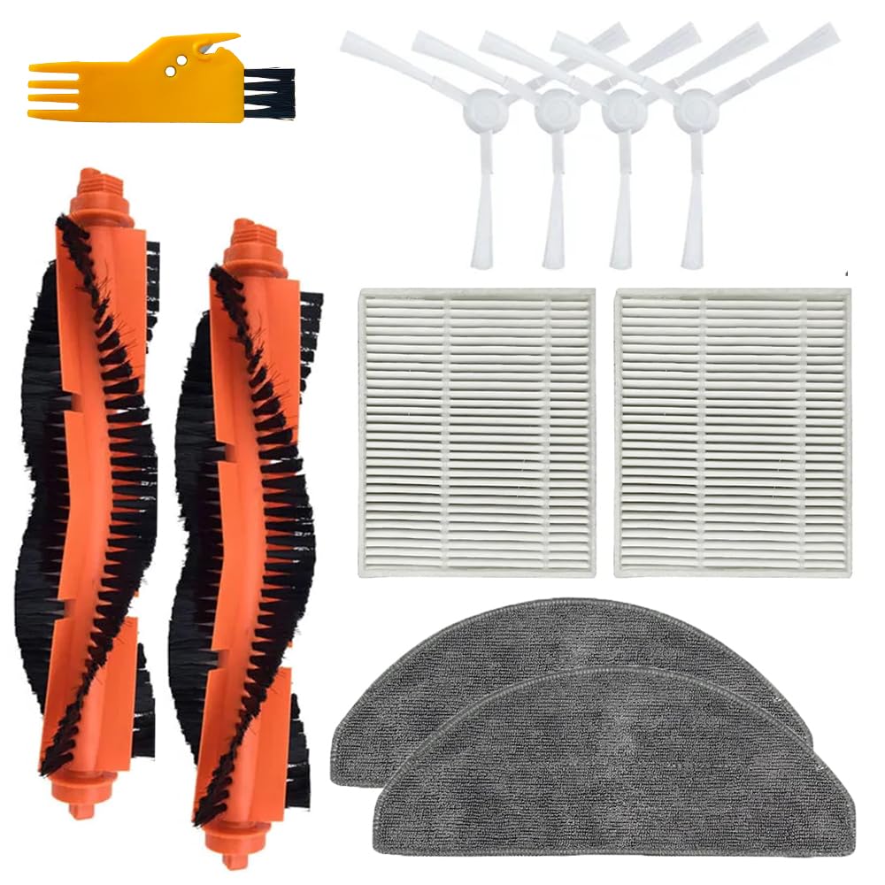 Main Brush Filter Side Brush Replacement Set for Xiaomi E10 B112 E12 Vacuum Cleaner Spare Part Accessories Kit (11 Pcs)