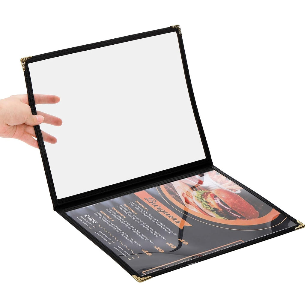 12 Pcak Restaurant Menu Covers, 8.5 X 11 Inch Menu Covers, 2 Page 4 View Transparent Menu Holders for Bar Cafe