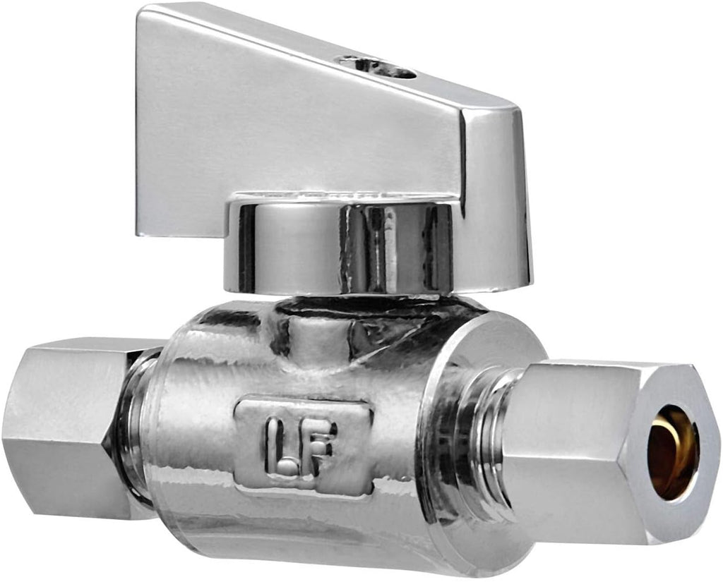 2 Pack Premium Brass 1/4" Compression x 1/4" Compression Angle Valve Quarter Turn Water Straight Angle Valve