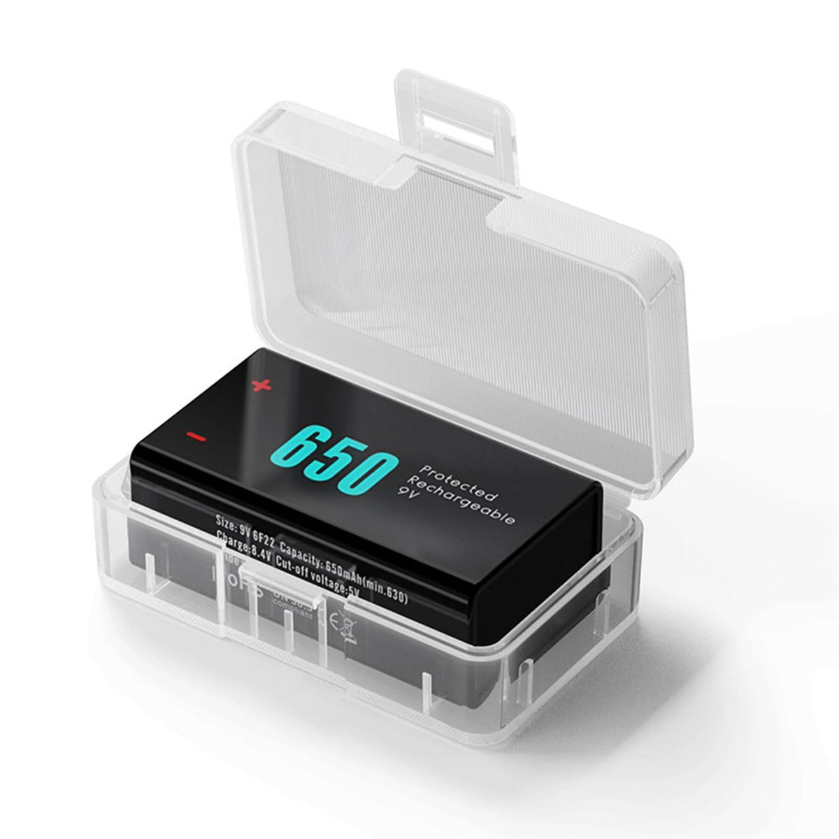 5Pcs 9V Battery Storage Case Organizer Box Holder, Transparent