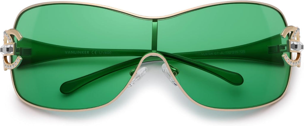 Wrap Around Y2K Sunglasses for Women Men Trendy Oversized Sun Glasses Fashion Shield Frameless Shades One-piece