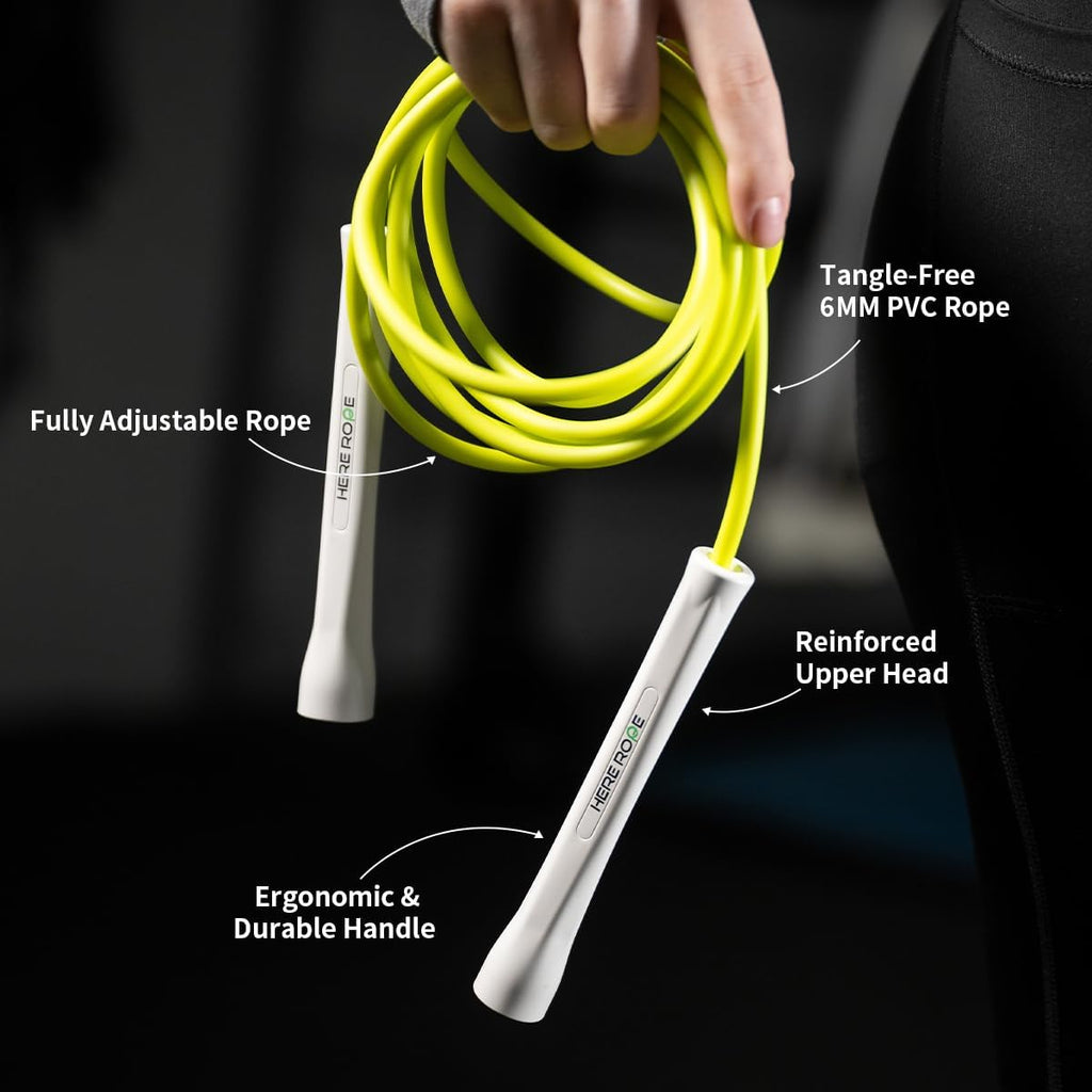 Hererope 6MM PVC Jump Rope for Men & Women Fitness, Speed, Tricks, Cardio Training, Boxing Jump Rope with Unbreakable