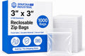 3” X 3” (1000 Count) 2 Mil Clear Reclosable Zip Plastic Poly Bags