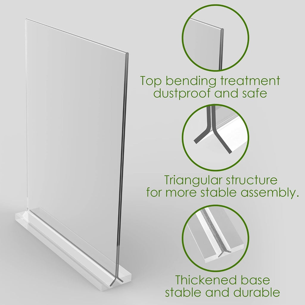 8.5x11 Clear Acrylic Sign Holder, Display Stand, Plastic Card Holder for Business, Office, Retail (2 Pack 8.5x11)