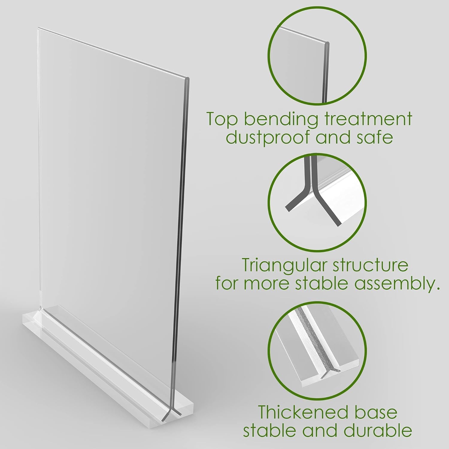 5x7 Acrylic Sign Holder 3Pack, Double-Sided Display Stand, Plastic Card Holder for Business, Office, Party