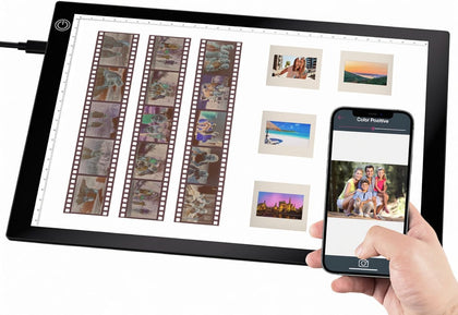 Slide Viewer Light Box A4, Ultra-Thin LED Light Pad for Film Negatives & Slides, 3-Level Adjustable Brightness Slide