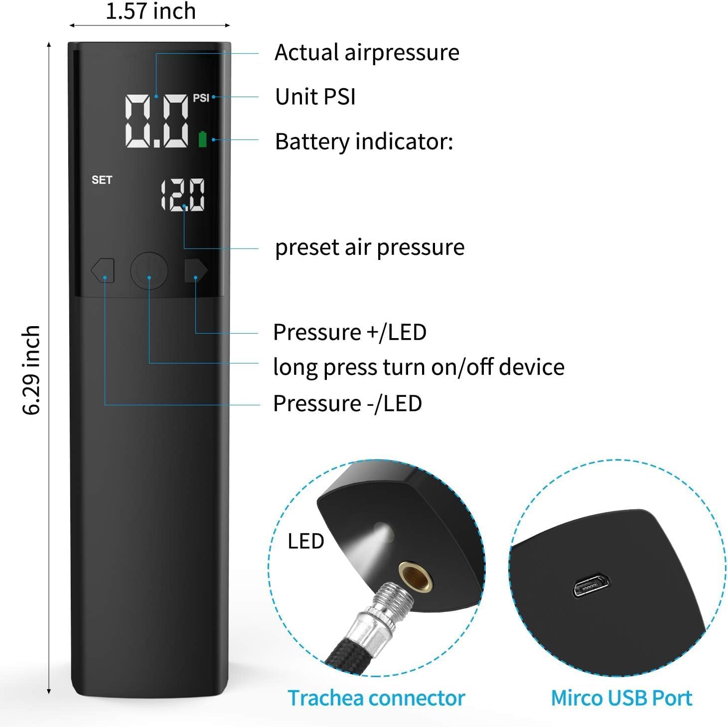 Electric Ball Pump for Sports Balls, Basketball Pump with Gauge and LCD | Portable Ball Inflator for Basketball