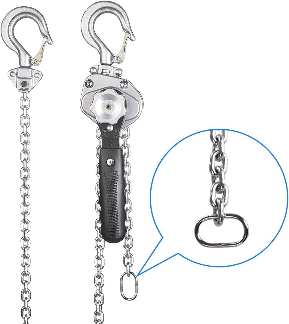 Mini Lever Chain Hoist, 1/2 Ton/1100 lbs, 5 ft Lift, 5.8 lb | CE certified, EN 13157 compliant, 1.5x load tested