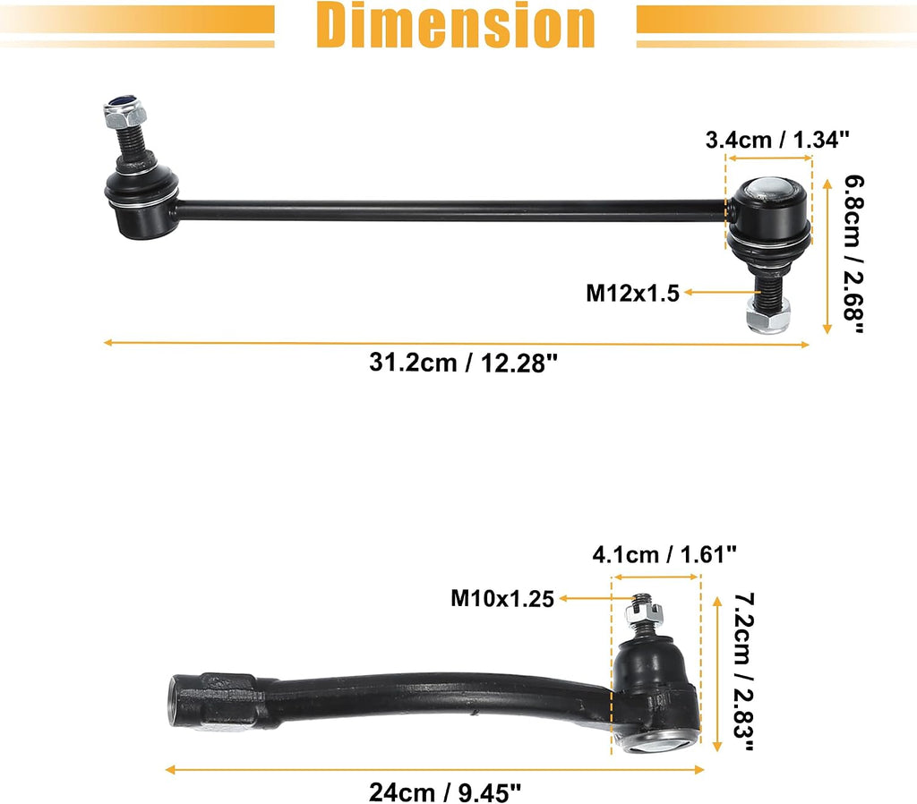 X AUTOHAUX 4x Front Sway Bar Tie Rod Lower Ball Joint for Hyundai Elantra