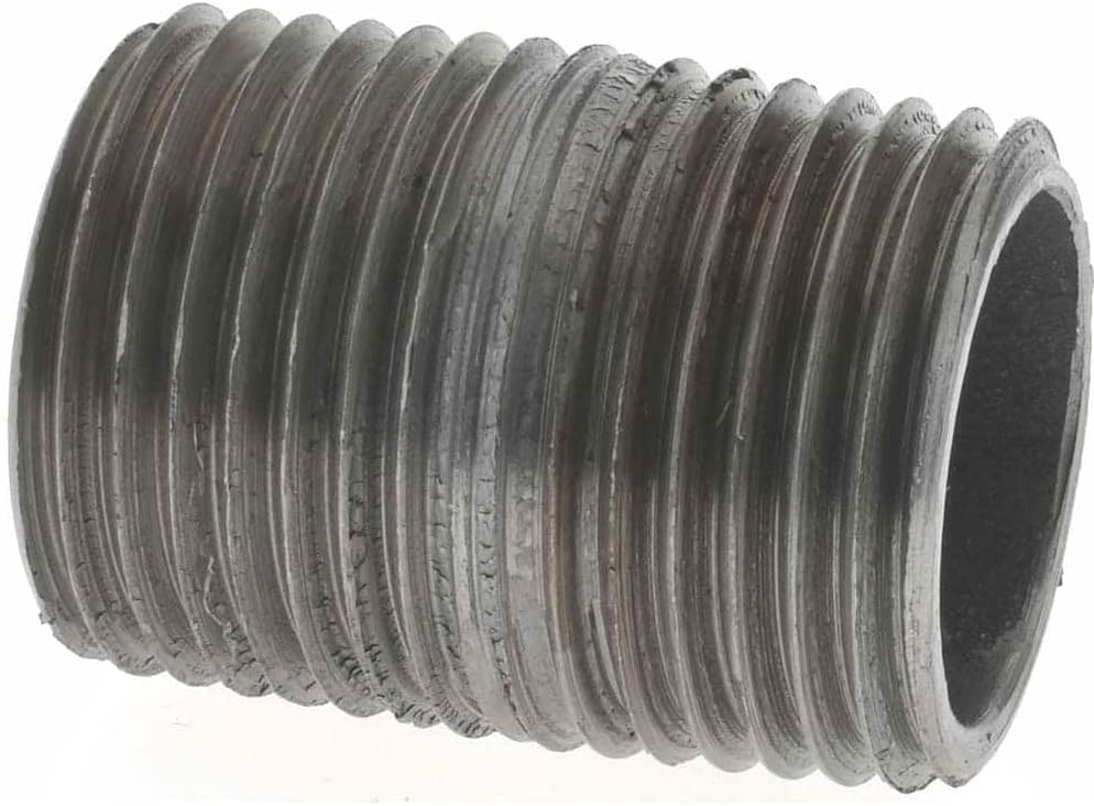 1/2 X 2 Black Nipple, Steel Pipe Pre-Cuts, Iron, Plumbing, NPT Threaded, Industrial