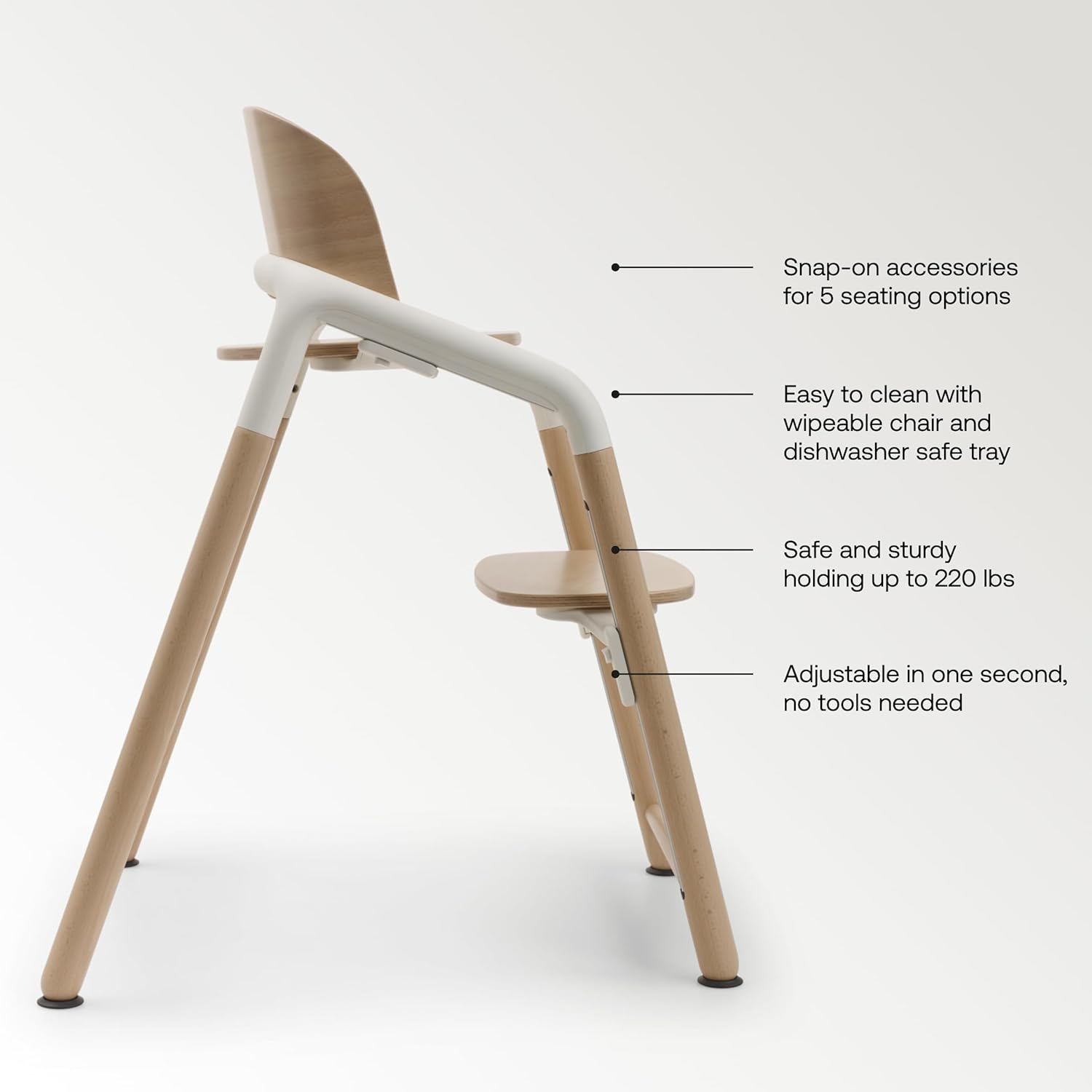 Giraffe Wooden Baby High Chair – Adjustable in 1 Second, Ergonomic Easy-Clean Highchair, Suitable from Birth (Newborn