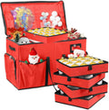 Christmas Ornament Storage Box,2-in-1 Christmas ornament organizer&Christmas Figurine Container,5 Trays,6 Adjustable