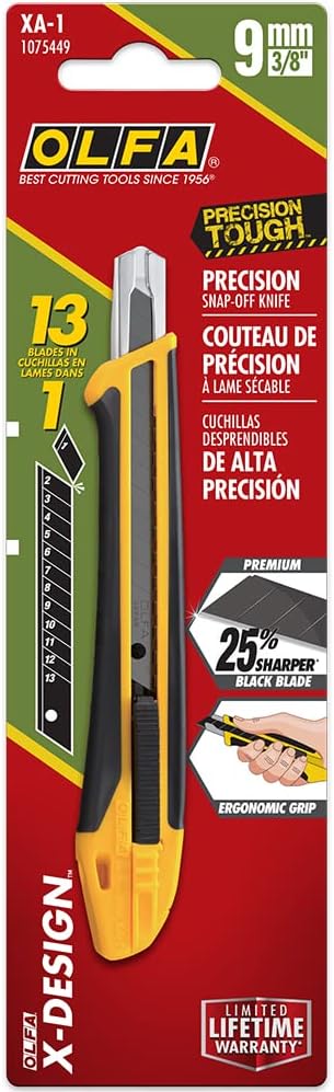 9mm Precision Utility Knife (XA-1) - Auto-Lock, Retractable Snap-Off