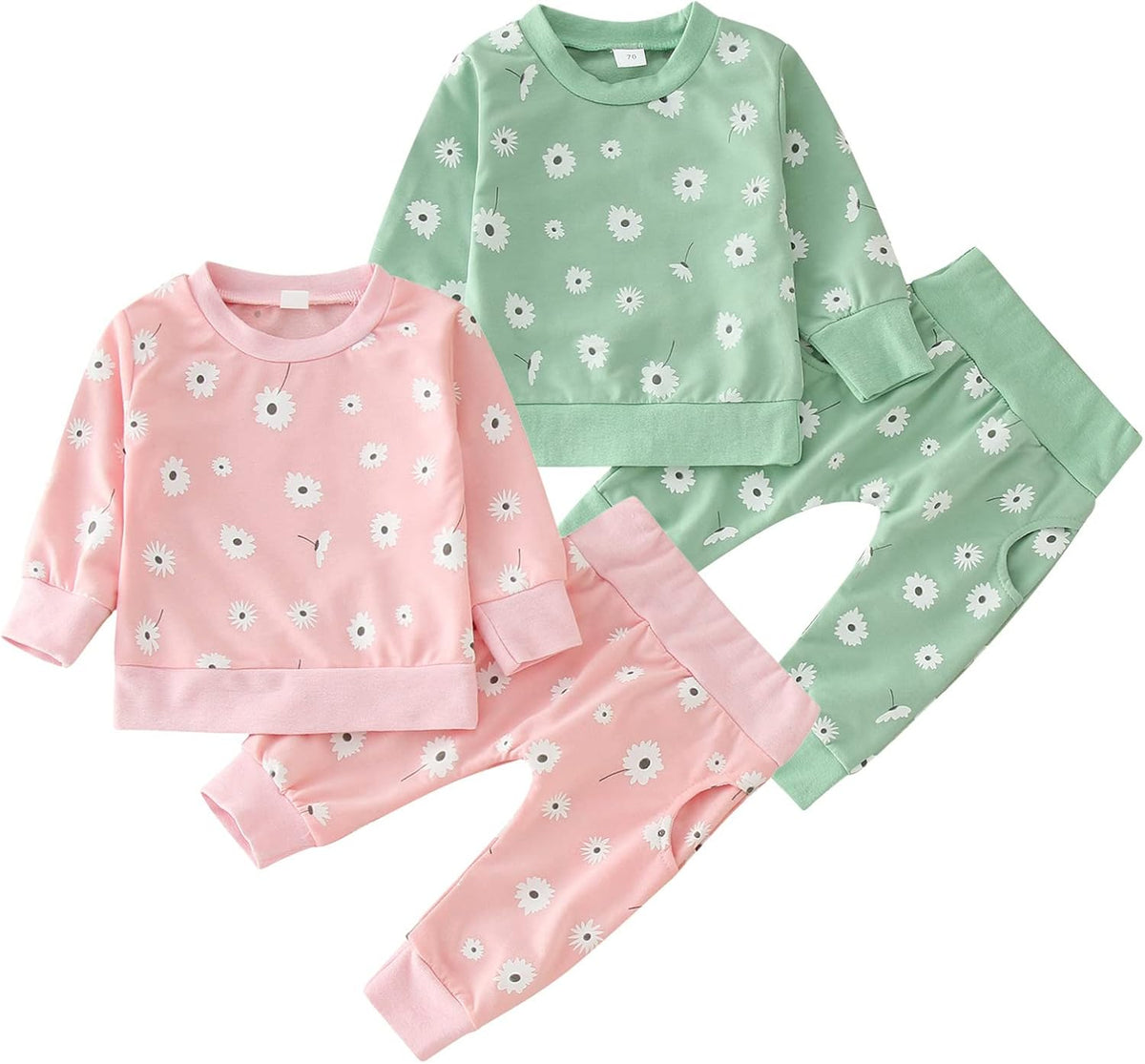 Baby Girls Boys Sweatshirt Set Crewneck Floral Hoodies Long Sleeve Pullover Sweater & Pants Toddler Girls Trendy