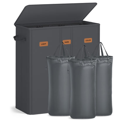 160L Laundry Hamper, 4-Compartment Laundry Sorter with Lid