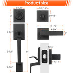 Black Front Door Lock Set, Front Door Handle and Deadbolt Set
