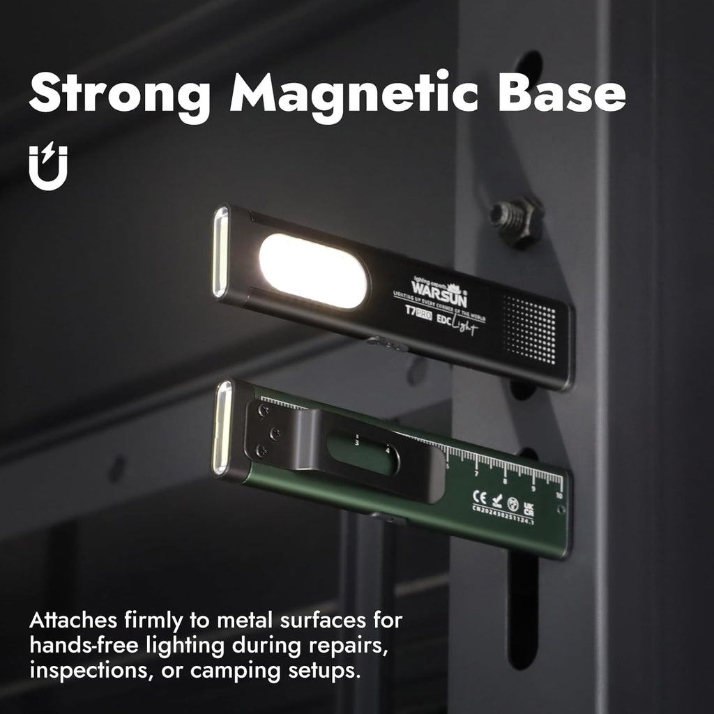 T7 Flat Rechargeable Flashlight, Slim Pocket LED EDC Light with Clip and Magnetic Base, Small Thin Handheld