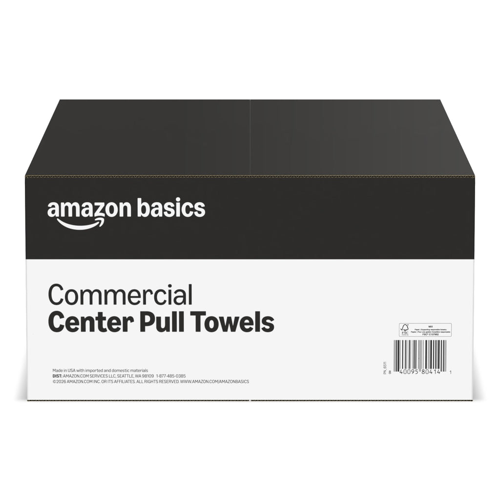 Amazon Basics 2-Ply White 7.6" Center Pull Paper Towels | Bulk Centerfeed Hand Towels | Compatible with Universal