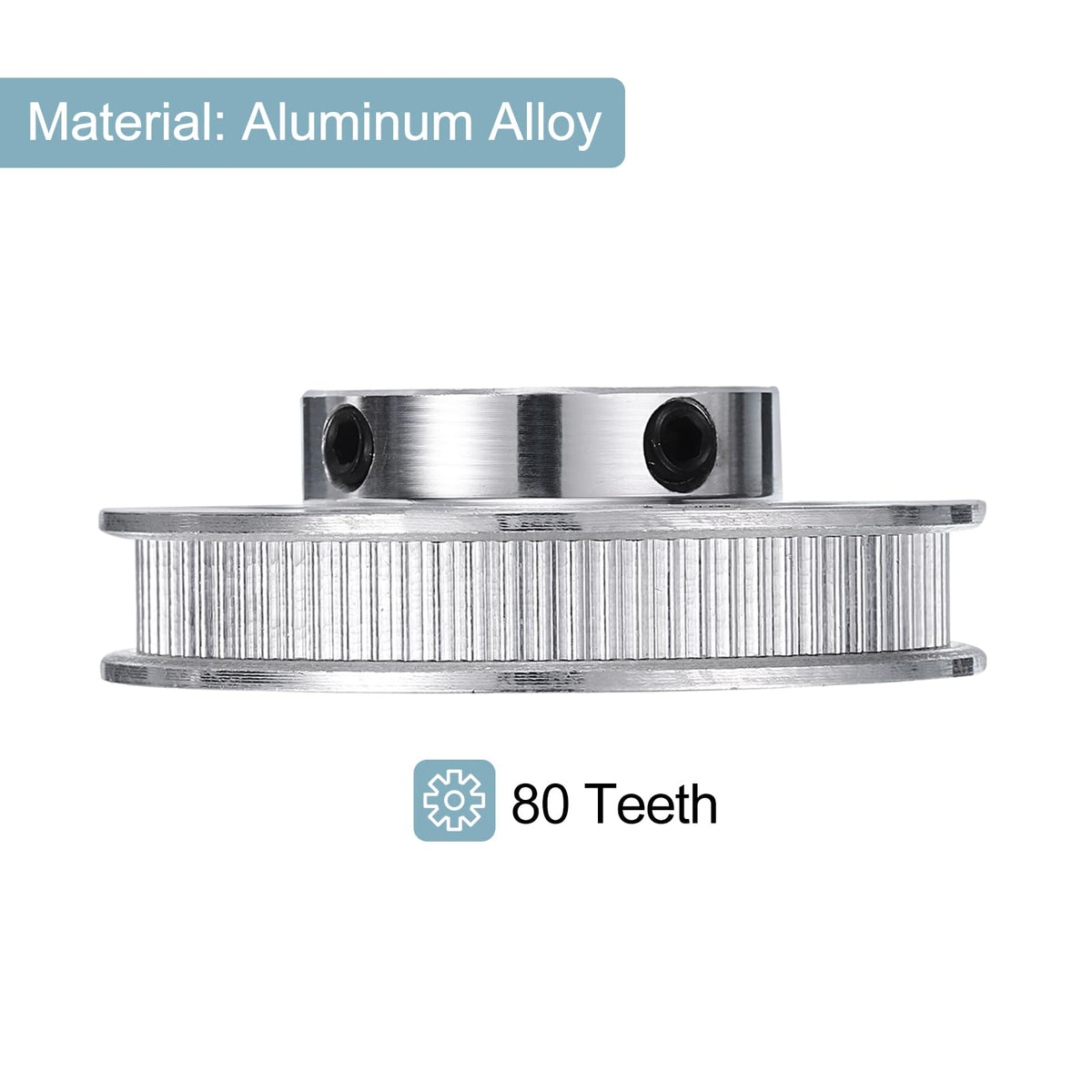 uxcell 4pcs GT-2 Pulley Synchronous Wheel 80 Teeth 16mm Bore, Fit with 6mm Width Belt, Aluminum Alloy Timing Pulley Wheel for 3D Printer, CNC Machine