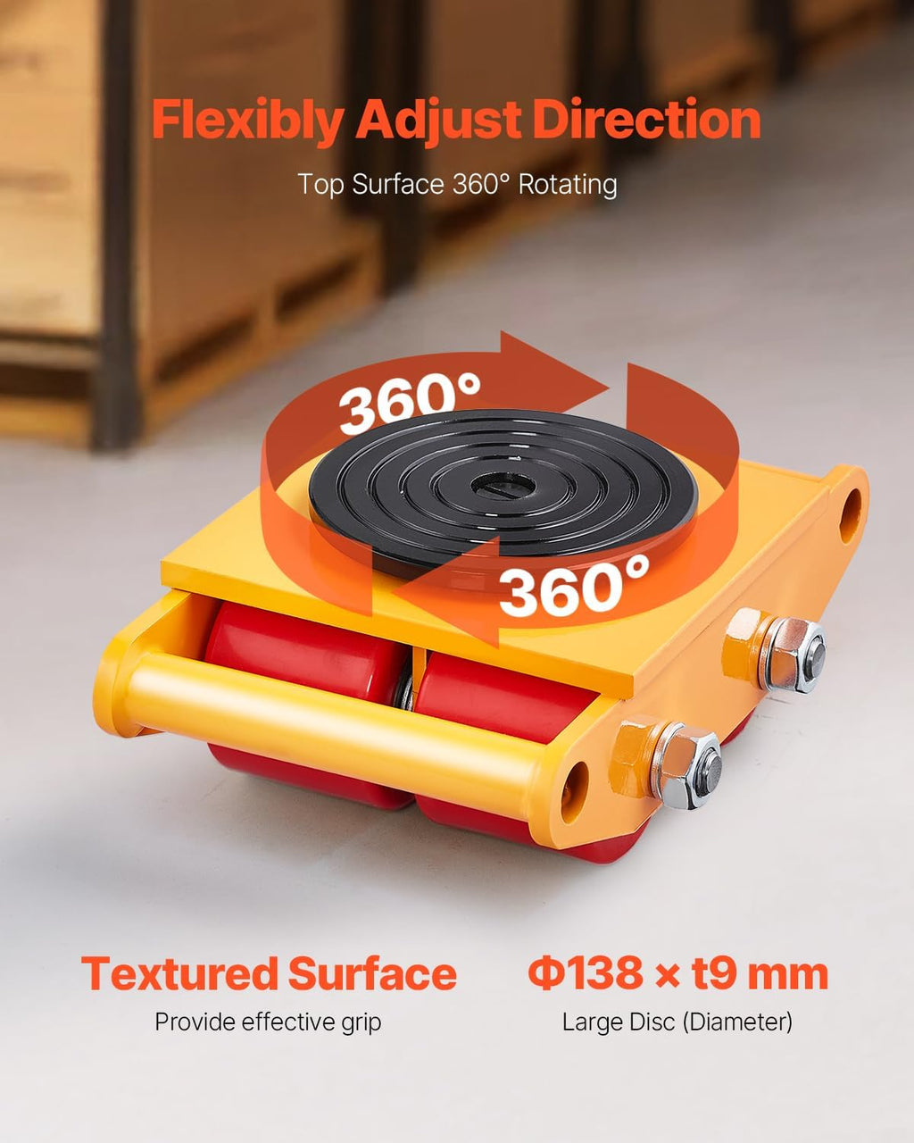 Machine Skate, 6T Machinery Skate Dolly, 13228 lbs Machinery Moving Skate, Machinery Mover Skate with 360° Rotation