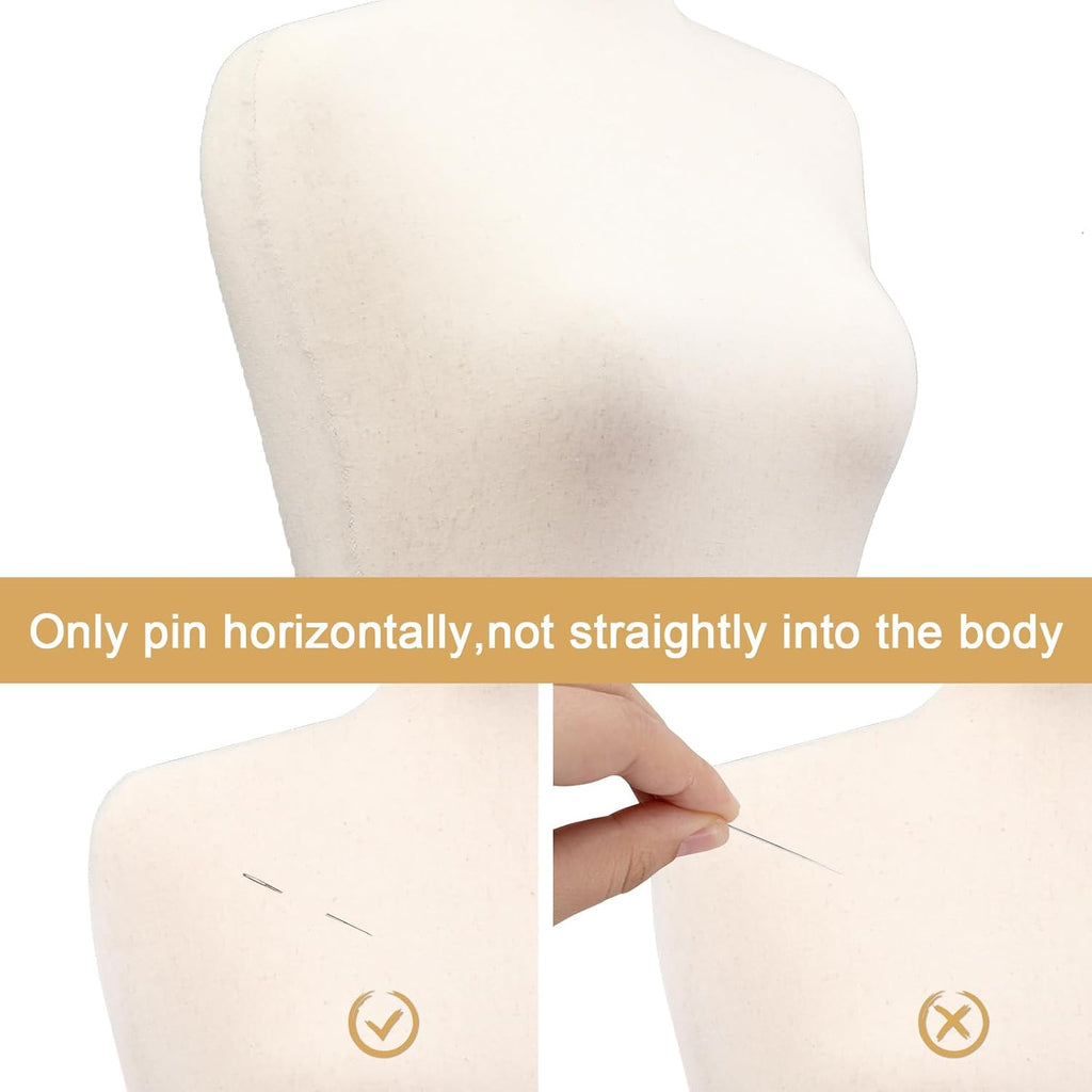 Female Dress Form Pinnable Mannequin Body Torso with Wooden Tripod Base Stand (Beige, 10-12)
