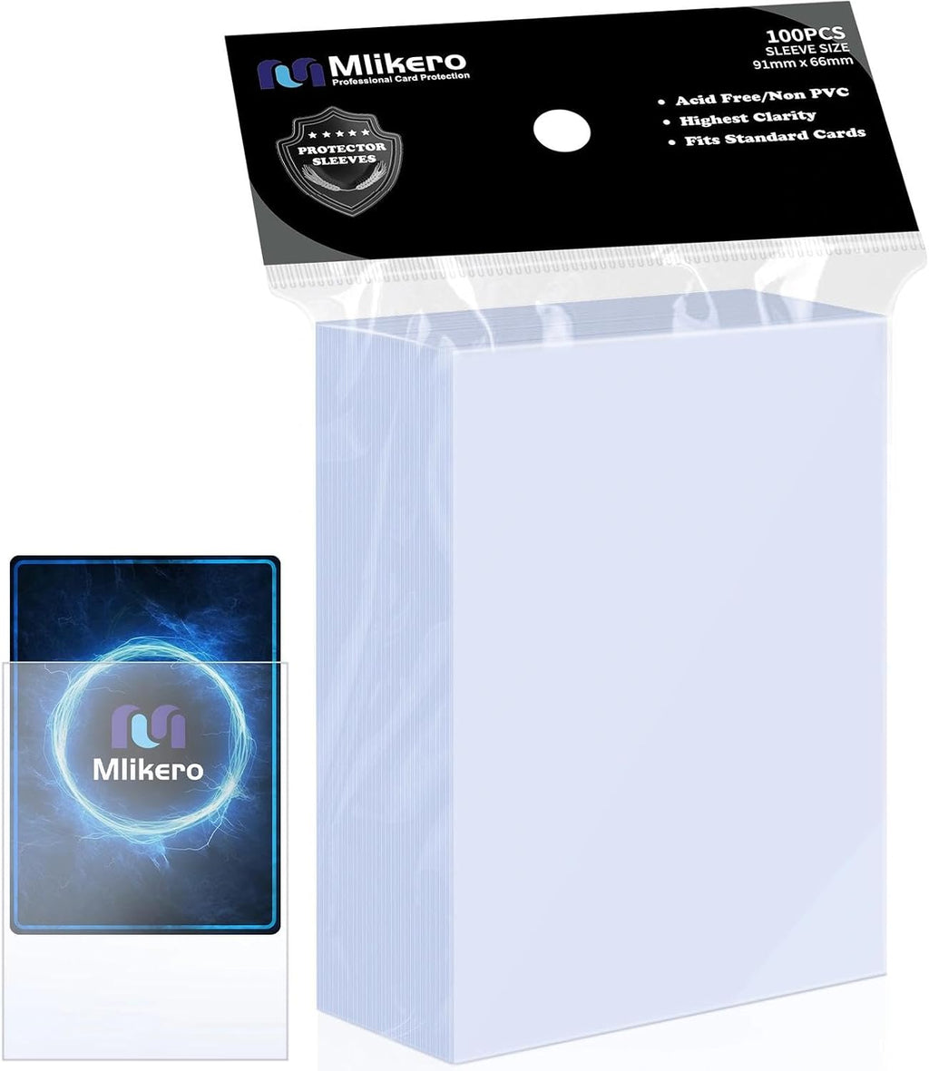 100 Count Card Sleeves, Clear Soft Trading Card Sleeves, Polypropylene (PP), Fit for MTG, TCG, Baseball, Football