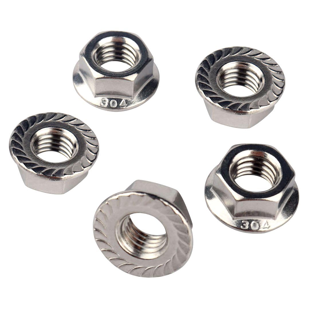 5/16-18 Serrated Flange Hex Lock Nuts 304 Stainless Steel, 40PCS Silver