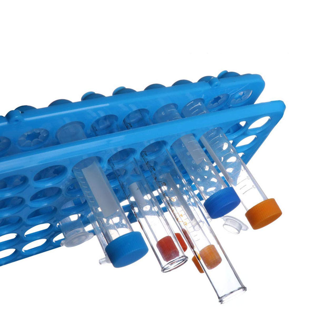 Test Tube Rack Blue Plastic Centrifuge Tube Racks with Silicone Pad Tubes 50 Positions for 5ml,10ml,15ml,50ml 18mm