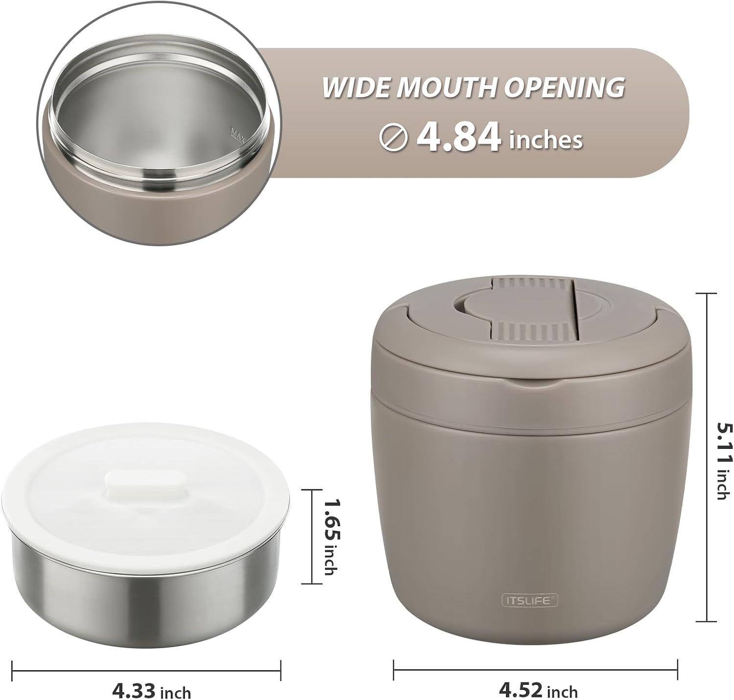 32oz Insulated Soup Thermo, Vacuum Stainless Steel Food Jar for Hot & Cold Food, Leakproof Wide Mouth Lunch Container