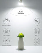 Non-Dimmable GU10 LED Light Bulbs 4W 350LM 5000K Daylight White 6PC