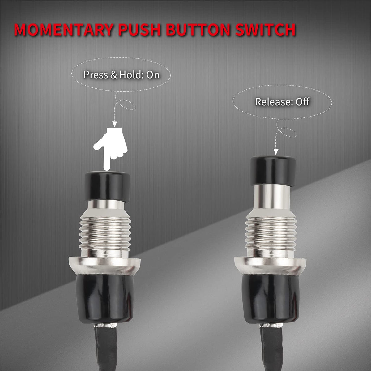 DaierTek Mini Momentary Push Button Switch 1A 250VAC Small Pushbutton Switch Normal Open (NO) Pre-Wired Contact Switch SPST Switch 2 Pin Black -10Pack