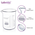 2pcs 1000ml Upgrated Thick Glass Beakers, Griffin Low Form Beaker Set with Double Scale, 3.3 Boro, LVA014