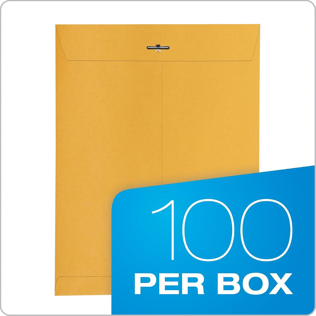 10 x 13 Clasp Envelopes, Gummed, Moisture-Activated Adhesive for Permanent Secure Seal, 28 lb Paper, Brown Kraft