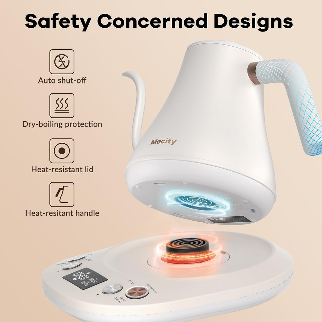 Electric Gooseneck Kettle With Keep Warm Function & LCD Display Automatic Shut Off Coffee Kettle Temperature Control