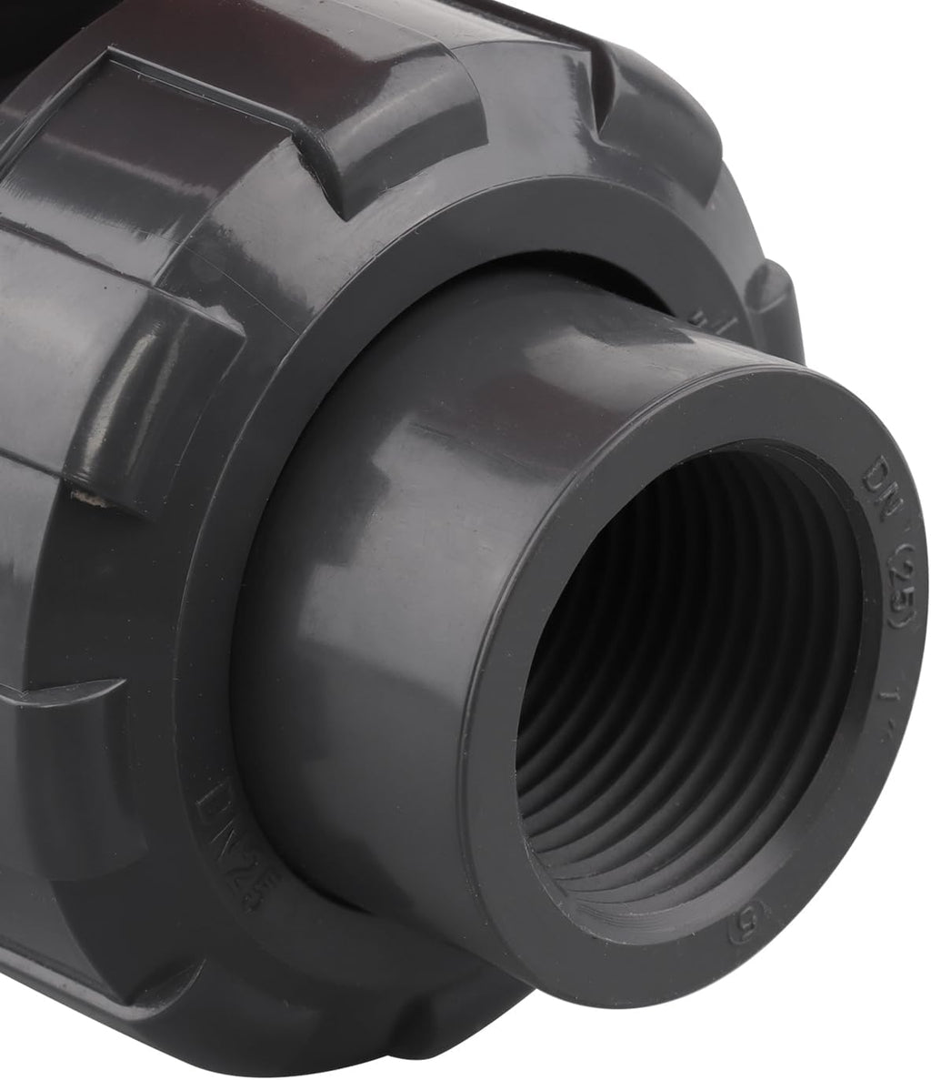DERNORD 2 Pack PVC True Union Ball Valve NPT Threaded with Full Port, EPDM O-Rings, and Reversible PTFE Seats, Rated at 200 PSI (1 Inch NPT Threaded)