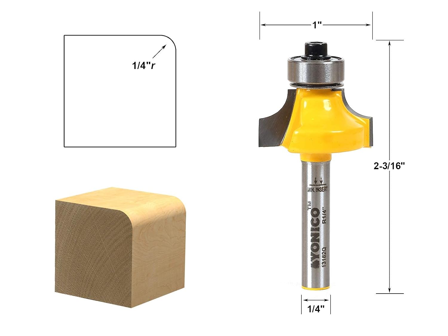 13162q 1/4-Inch Radius Round Over Edge Forming Router Bit 1/4-Inch Shank