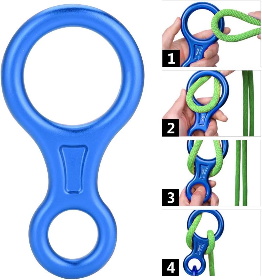 35KN Figure 8 Word Rope Descender,Rappel Ring Rock Climbing Rescue Gear for Climbing Belaying and Rappelling Device