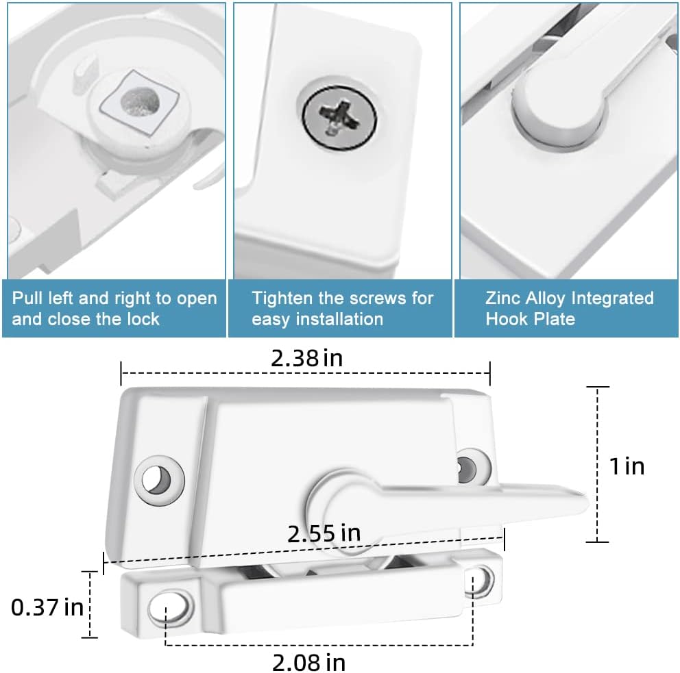 Sliding Window Sash Locks White ZUONAI 8 Pack Cam Sash Locks for Double Hung Window Latch Lock Security Vinyl Window