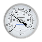 Measureman Fully Stainless Steel Bi-Metal Dial Thermometer, 3" Dial, 12" Stem, 32-212°F/0-100°C Range, +/-1% Accuracy, Adjustable, 1/2" NPT Back Mount